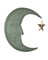 Weathered Verdigris Green Finish Metal Crescent Moon Wall Hanging Star Dangler